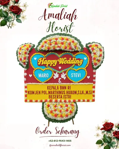 Karangan Papan Bunga Pernikahan di Lemo